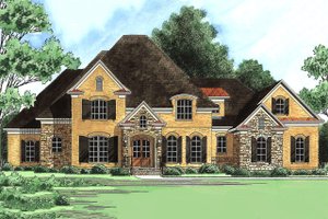 Exterior - Front Elevation 4 for European House Plan #1054-30 - 4 bed, 4.5 bath