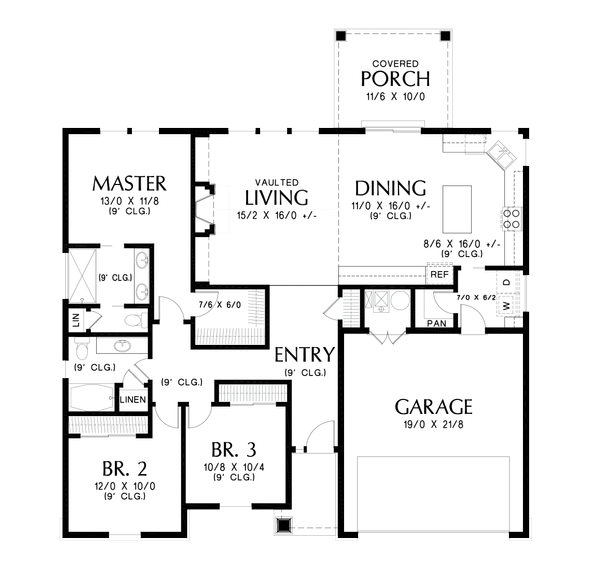 House Blueprint - Craftsman Floor Plan - Main Floor Plan #48-998