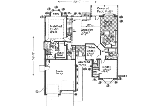 Floor Plan - Main Floor for European House Plan #310-429 - 3 bed, 2 bath