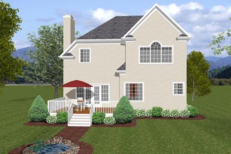 Architectural House Design - Exterior - Rear Elevation for European House Plan #56-556 - 3 bed, 2.5 bath