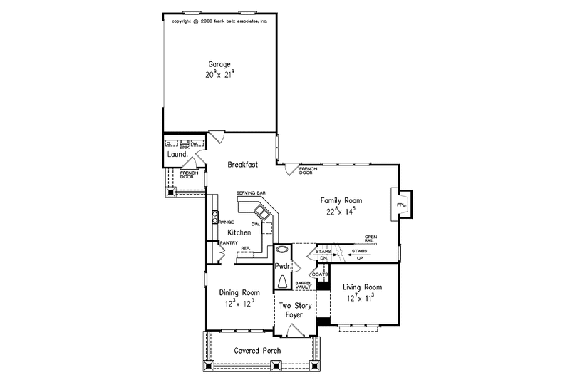 House Blueprint - Floor Plan - Main Floor for Craftsman House Plan #927-935 - 4 bed, 3.5 bath
