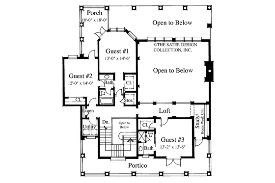 Floor Plan - Upper Floor for Classical House Plan #930-94 - 4 bed, 4 bath