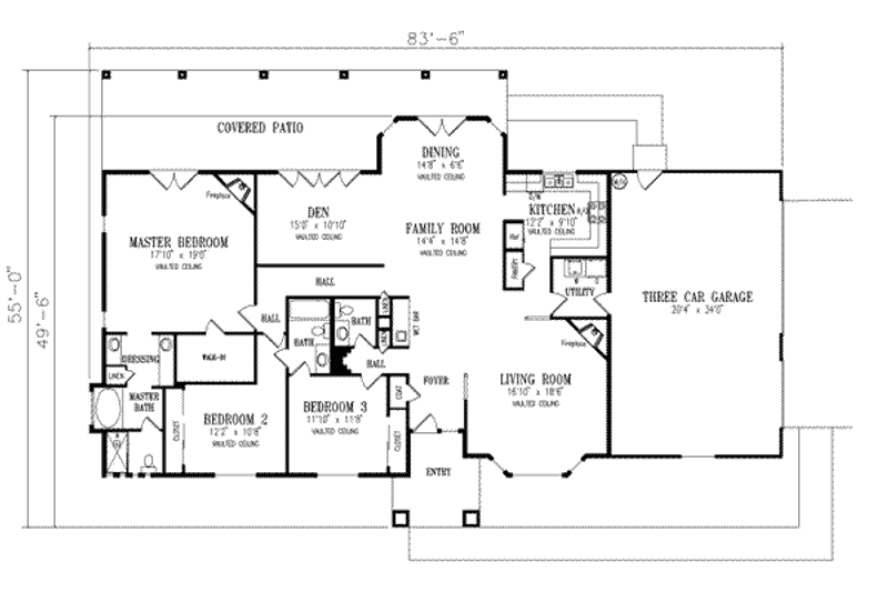 Dream House Plan - Floor Plan - Main Floor for Mediterranean House Plan #1-527 - 3 bed, 2.5 bath