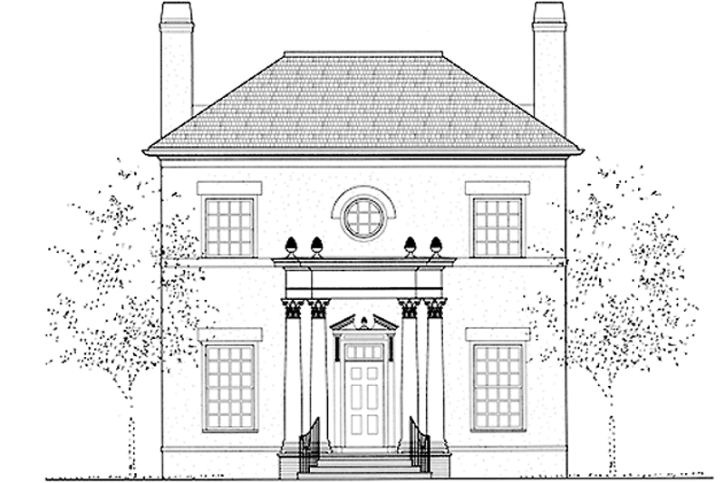 House Blueprint - Classical Exterior - Front Elevation Plan #992-1