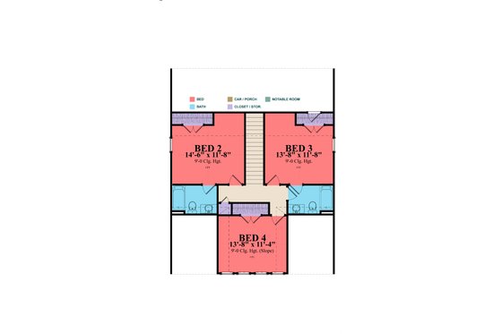 Floor Plan - Upper Floor for Craftsman House Plan #63-381 - 4 bed, 3 bath