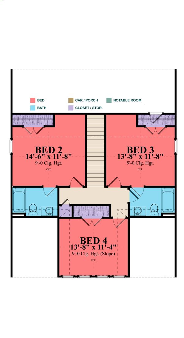 Craftsman Floor Plan - Upper Floor Plan #63-381