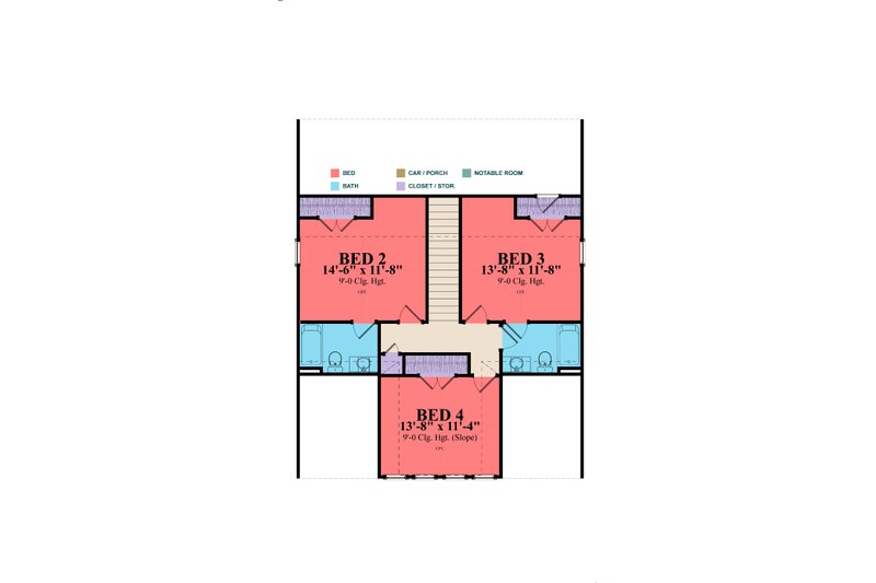 Architectural House Design - Floor Plan - Upper Floor for Craftsman House Plan #63-381 - 4 bed, 3 bath