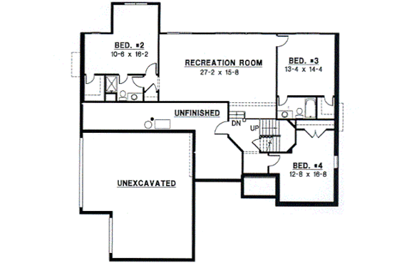 Floor Plan - Lower Floor for Traditional House Plan #67-368 - 4 bed, 3.5 bath