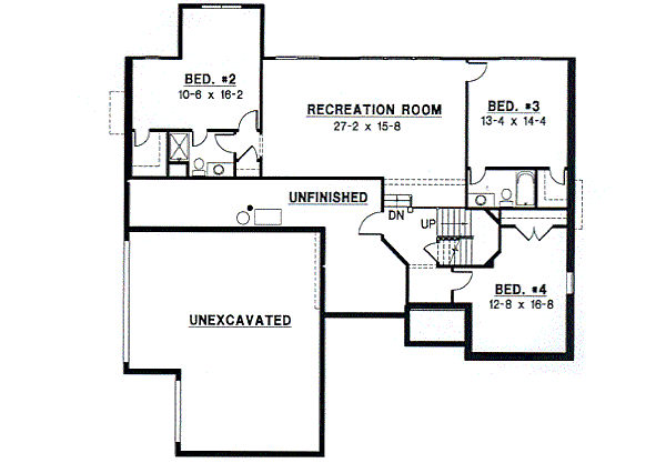 Traditional Floor Plan - Lower Floor Plan #67-368
