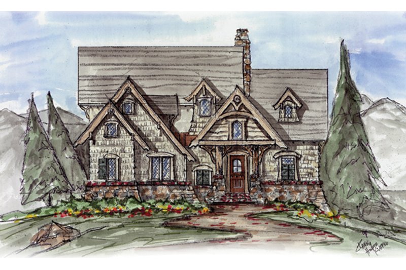Architectural House Design - Craftsman Exterior - Front Elevation Plan #54-374