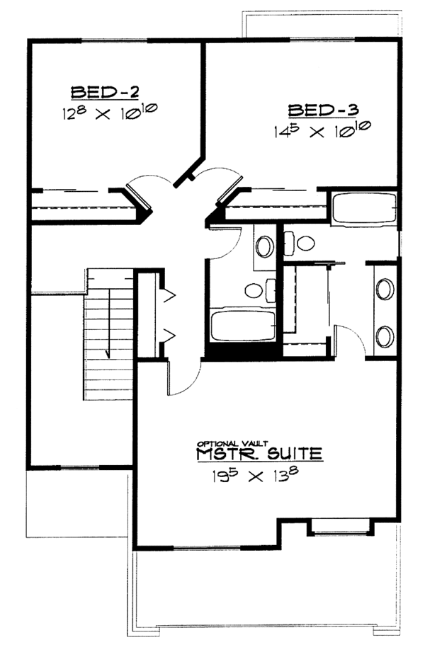 House Design - Traditional Floor Plan - Upper Floor Plan #308-254