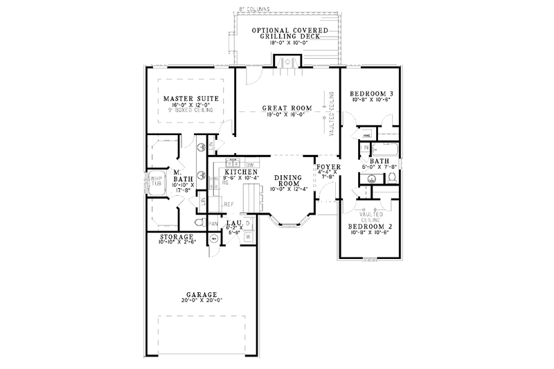 Home Plan - Floor Plan - Main Floor for Ranch House Plan #17-2838 - 3 bed, 2 bath