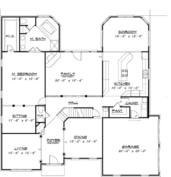 Home Plan - Colonial Floor Plan - Main Floor Plan #320-905