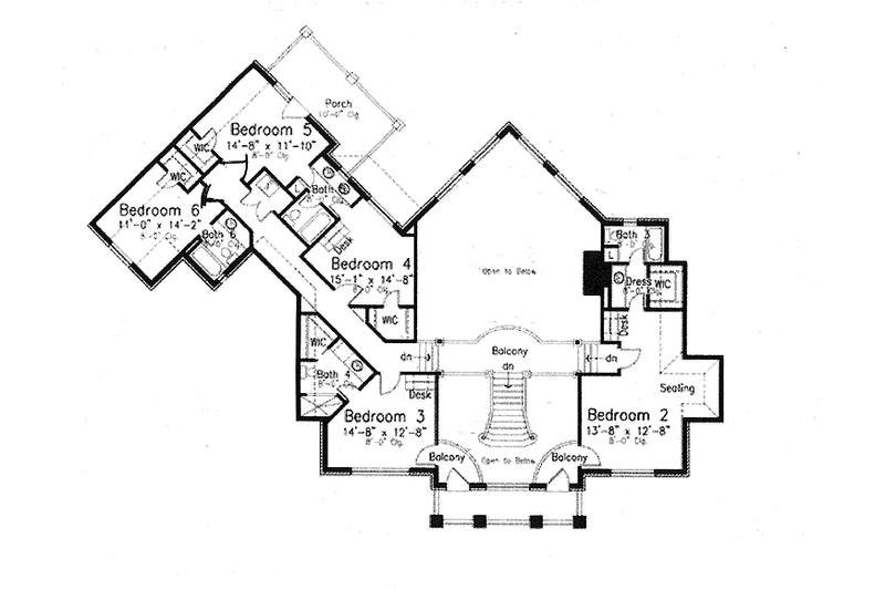 Home Plan - Floor Plan - Upper Floor for European House Plan #52-247 - 6 bed, 5.5 bath