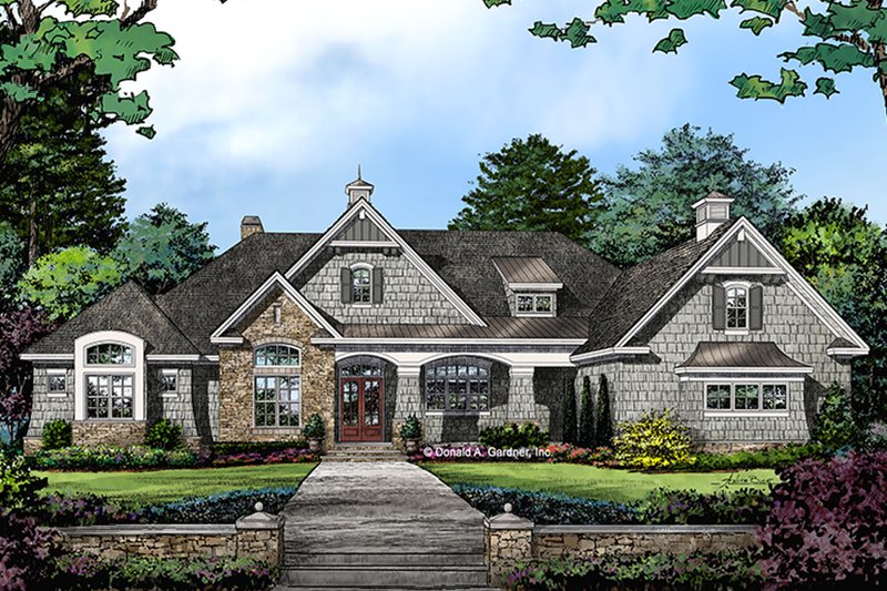 Architectural House Design - Exterior - Front Elevation 4 for European House Plan #929-1009 - 5 bed, 4 bath