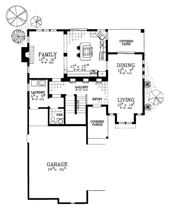 Architectural House Design - Adobe / Southwestern Floor Plan - Main Floor Plan #72-1126