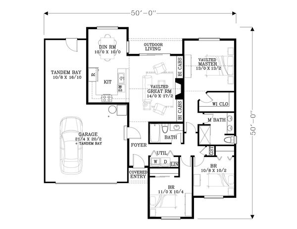 Craftsman Floor Plan - Main Floor Plan #53-545