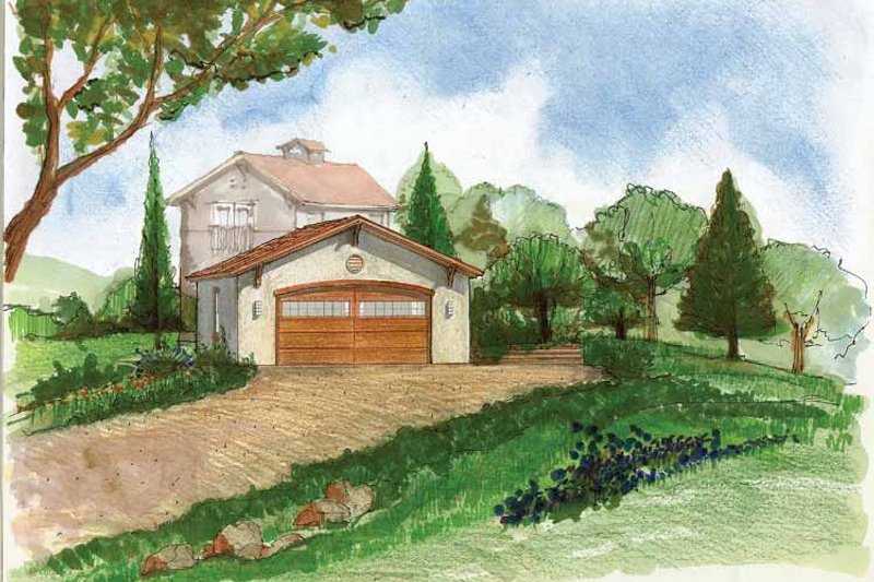 House Blueprint - Adobe / Southwestern Exterior - Front Elevation Plan #1042-4