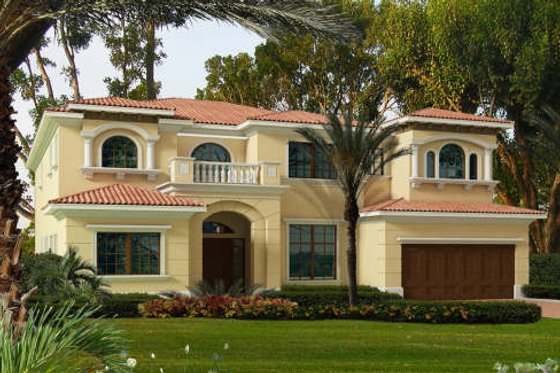 Exterior - Front Elevation for Mediterranean House Plan #420-298 - 5 bed, 6.5 bath