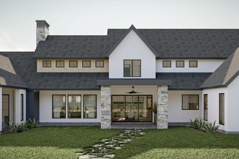 House Design - Exterior - Rear Elevation for Modern House Plan #455-520 - 5 bed, 4.5 bath