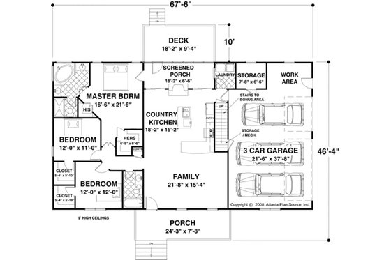 Floor Plan - Main Floor for Ranch House Plan #56-623 - 3 bed, 2 bath