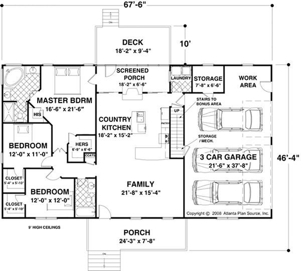 Ranch Style House Plan 3 Beds 2 Baths 1597 Sq/Ft Plan