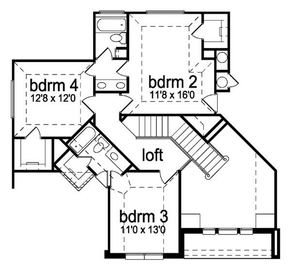 House Design - Country Floor Plan - Upper Floor Plan #84-730