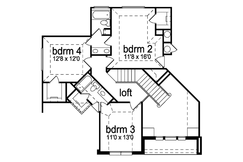 Home Plan - Floor Plan - Upper Floor for Country House Plan #84-730 - 4 bed, 3.5 bath