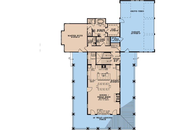 House Plan Design - Floor Plan - Main Floor for Farmhouse House Plan #923-373 - 3 bed, 3.5 bath