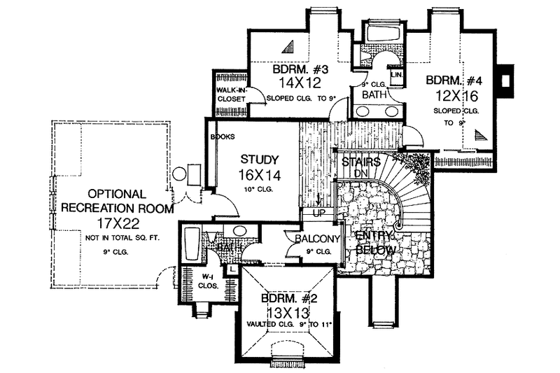 Dream House Plan - Floor Plan - Upper Floor for European House Plan #310-1052 - 4 bed, 3.5 bath