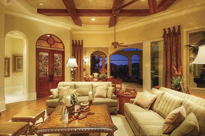 House Blueprint - Interior - Family Room 1 for Mediterranean House Plan #930-418 - 4 bed, 4.5 bath