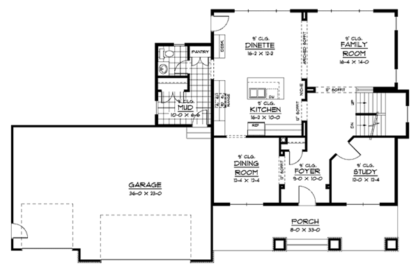Architectural House Design - European Floor Plan - Main Floor Plan #51-633