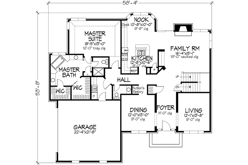 Dream House Plan - Floor Plan - Main Floor for Prairie House Plan #320-1416 - 4 bed, 3.5 bath