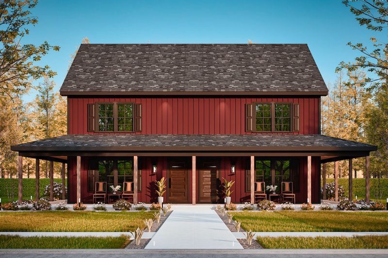 Home Plan - Exterior - Front Elevation 4 for Barndominium House Plan #54-621 - 6 bed, 6 bath