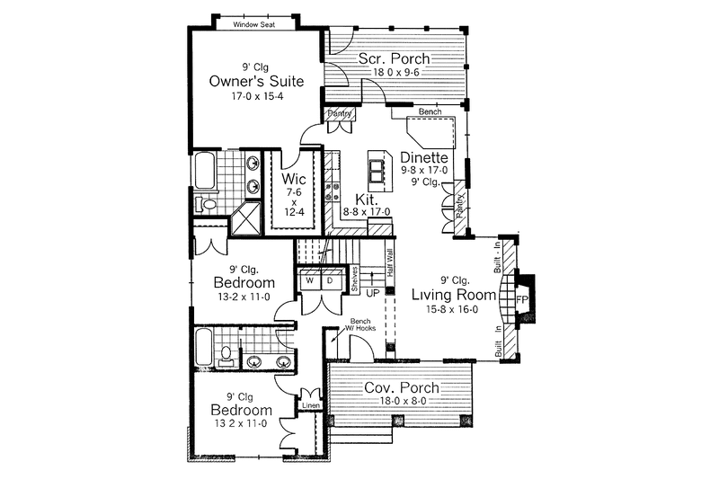 Dream House Plan - Floor Plan - Main Floor for Country House Plan #51-963 - 3 bed, 2 bath