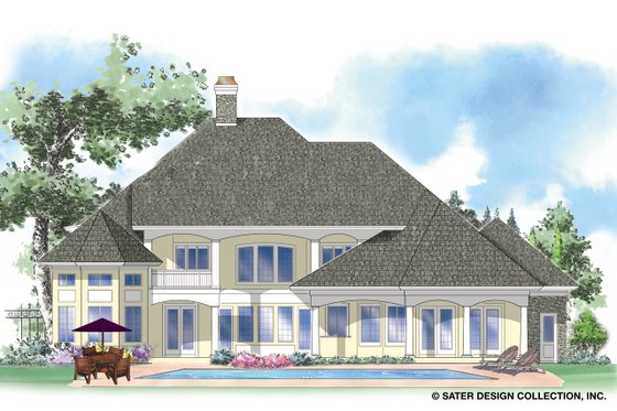 Exterior - Rear Elevation for European House Plan #930-259 - 4 bed, 3.5 bath