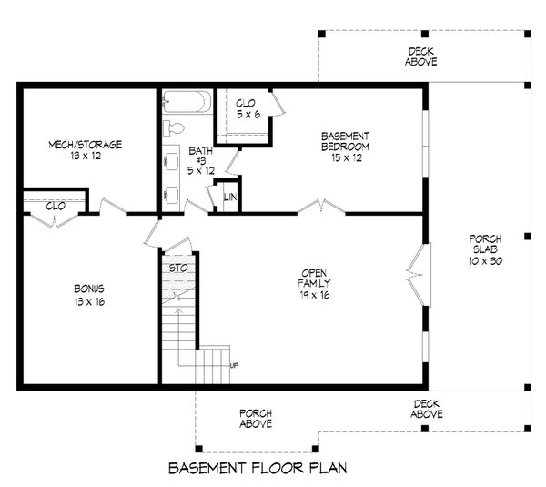 House Blueprint - Southern Floor Plan - Lower Floor Plan #932-853