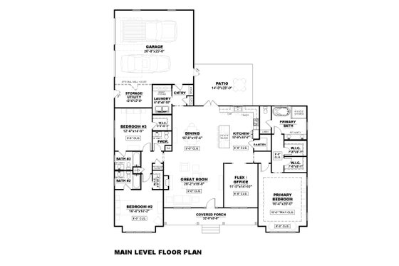 Floor Plan - Main Floor for Farmhouse House Plan #1117-28 - 3 bed, 3.5 bath