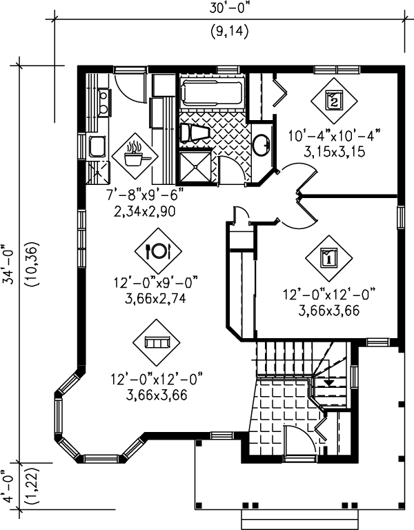 House Blueprint - Victorian Floor Plan - Main Floor Plan #25-173