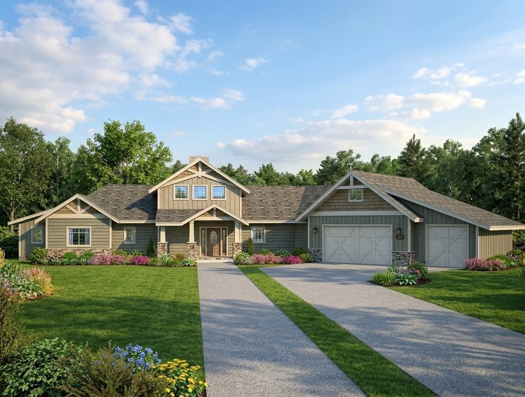Exterior - Front Elevation 2 for Craftsman House Plan #117-1115 - 3 bed, 3 bath