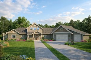 Exterior - Front Elevation for Craftsman House Plan #117-1115 - 3 bed, 3 bath