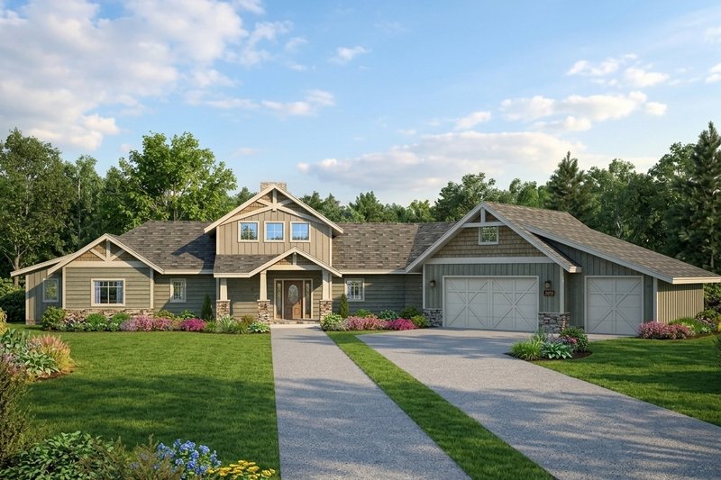 Exterior - Front Elevation 2 for Craftsman House Plan #117-1115 - 3 bed, 3 bath