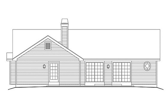 Exterior - Rear Elevation for Ranch House Plan #57-304 - 2 bed, 1.5 bath