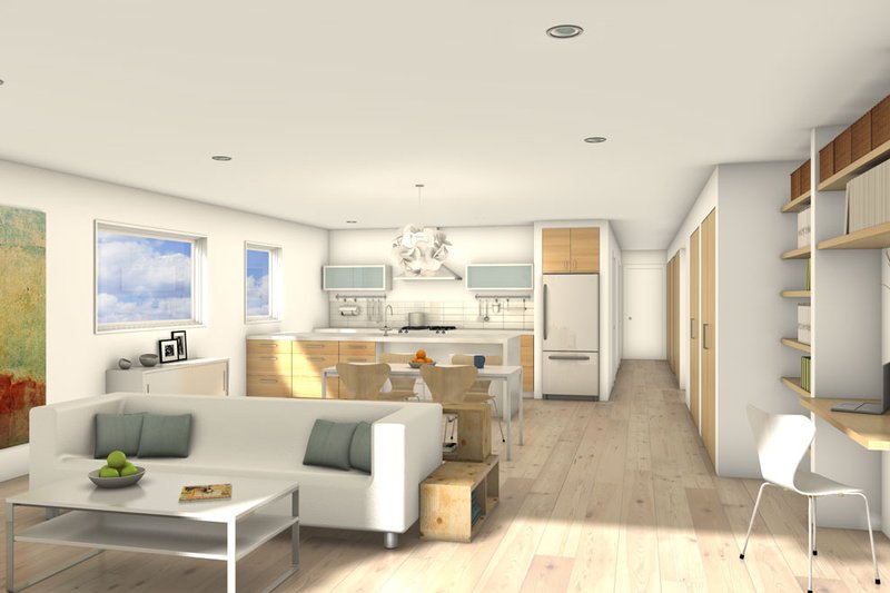 House Design - Interior - Family Room for Modern House Plan #497-59 - 2 bed, 1 bath