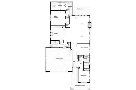 Floor Plan - Main Floor for Craftsman House Plan #895-93 - 3 bed, 2 bath