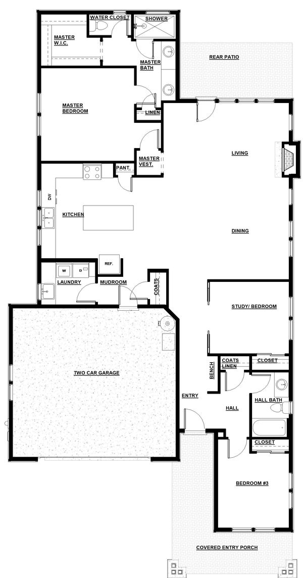 House Plan Design - Craftsman Floor Plan - Main Floor Plan #895-93