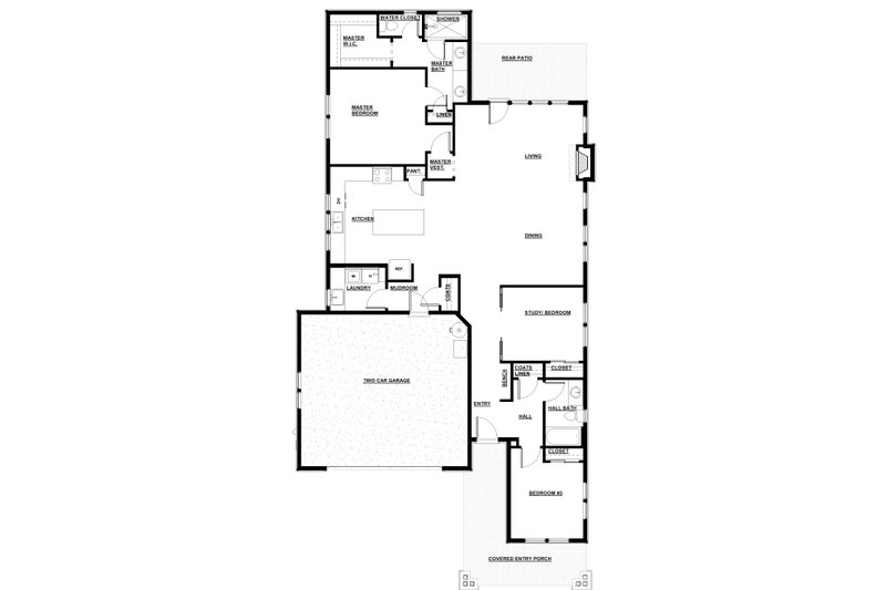 Home Plan - Floor Plan - Main Floor for Craftsman House Plan #895-93 - 3 bed, 2 bath