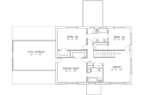 Floor Plan - Upper Floor for Traditional House Plan #117-162 - 4 bed, 3 bath