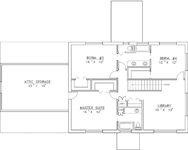 Traditional Floor Plan - Upper Floor Plan #117-162