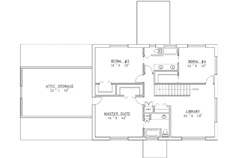 Home Plan - Floor Plan - Upper Floor for Traditional House Plan #117-162 - 4 bed, 3 bath